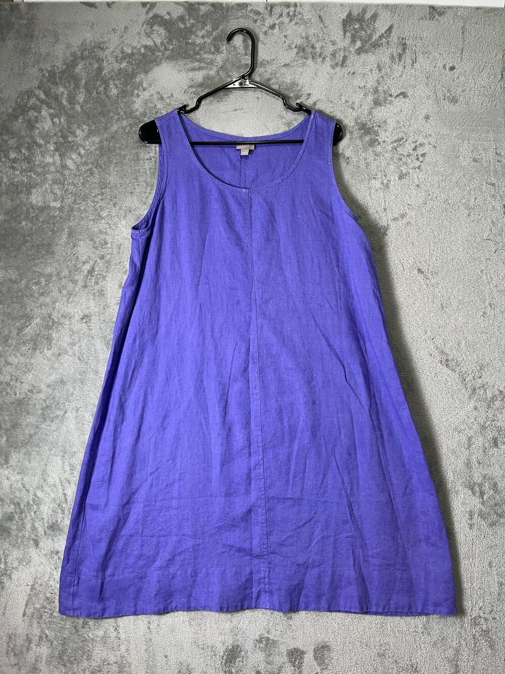 J. Jill 100% Linen Sleeveless A-Line Shift Dress Minimalist Coastal Summer Large